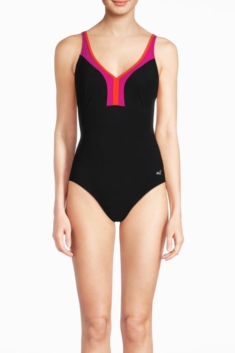 W RENEE WING BACK ONE PIECE C-CUP BLACK-ROSE VIOLET-MANGO 1
