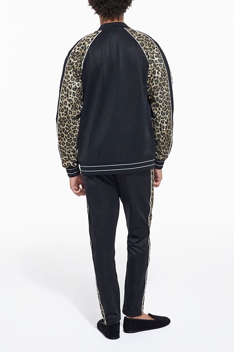 JOGGING AVEC BANDES COTES CONTRASTEES ET PIPING BLACK / LEOP 3