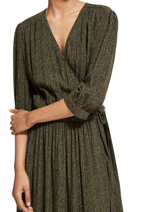 MIDI WRAP DRESS LEOPARD SPOT GREEN 6