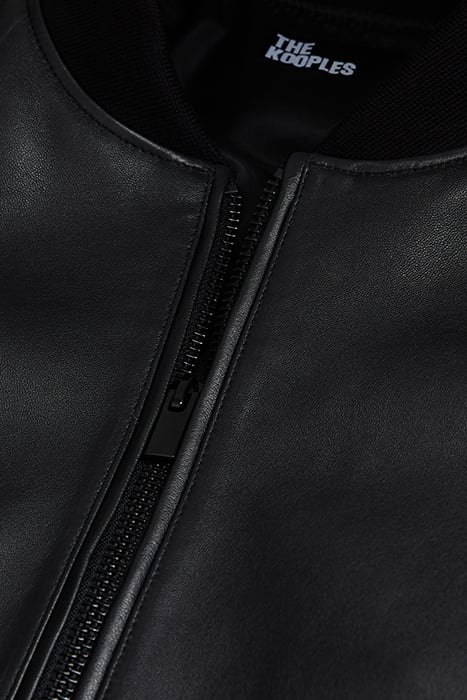 BLOUSON CUIR MOTARD BI MATIERE BLACK 2
