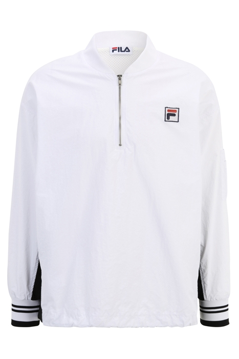 HALF ZIP CRINKLE NYLON TOP WITH CONTRAST INSERTS WHITE/BLACK 4