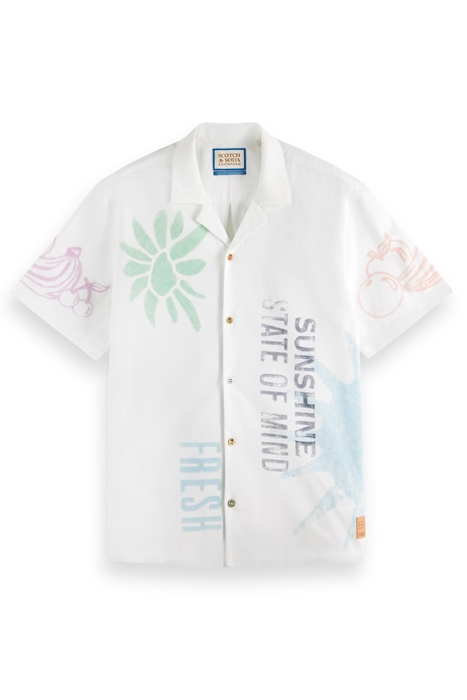 PRINTED SHORT SLEEVE SHIRT IN RAW ORGANIC COTTON STAMP PRINT 4