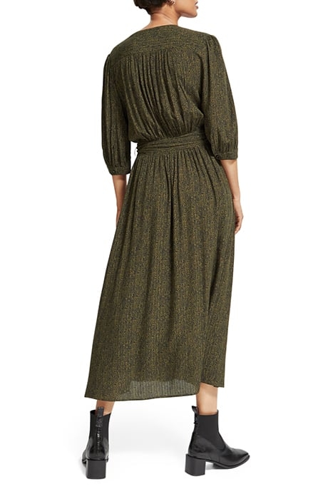 MIDI WRAP DRESS LEOPARD SPOT GREEN 2