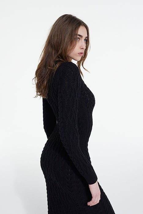 ROBE LONGUE MANCHE LONGUE EN LAINE TORSADE BLACK 5