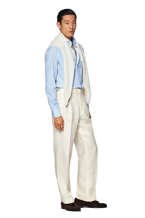 LIGHT BLUE STRIPED POPLIN SLIM FIT SHIRT LIGHT BLUE 4