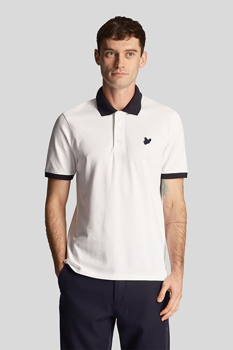 TONAL RINGER POLO SHIRT WHITE/ DARK NAVY 1