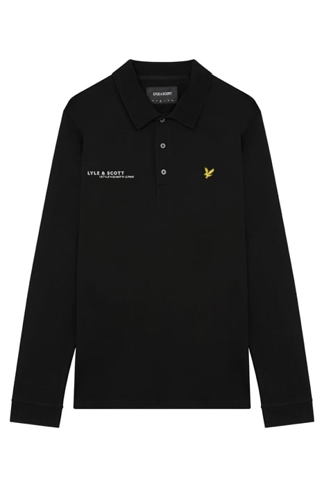 CO-ORDINATE PRINT LONG SLEEVE POLO JET BLACK 4