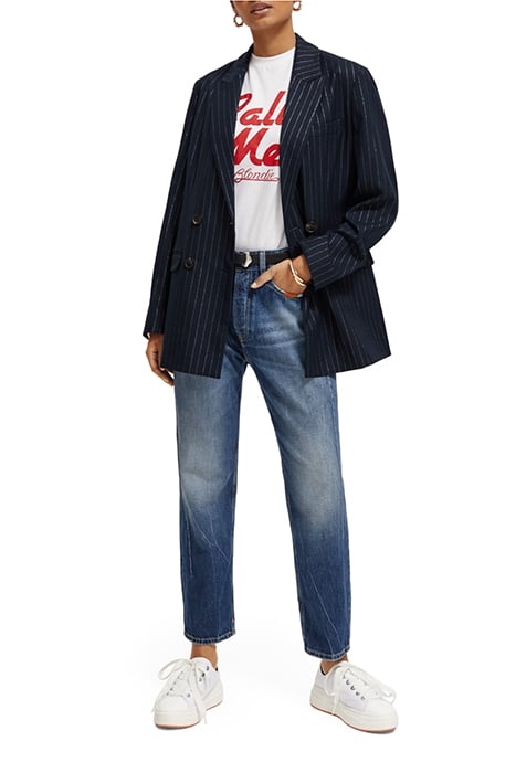 DOUBLE BREASTED PINSTRIPE BOYFRIEND BLAZER NIGHT PINSTRIPE 6