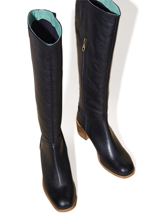 GENIE LEATHER HEELED KNEE BOOT PURE BLACK 3