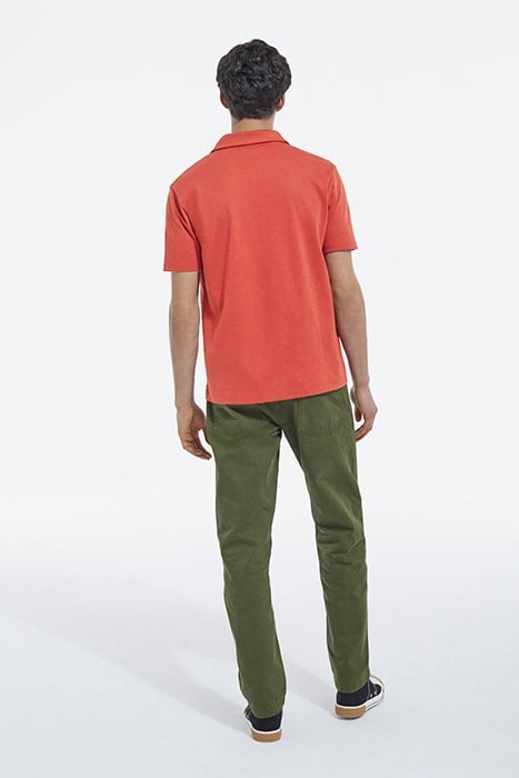 POLO ROUGE FONCÉ COTON COL CUBAIN RED 4