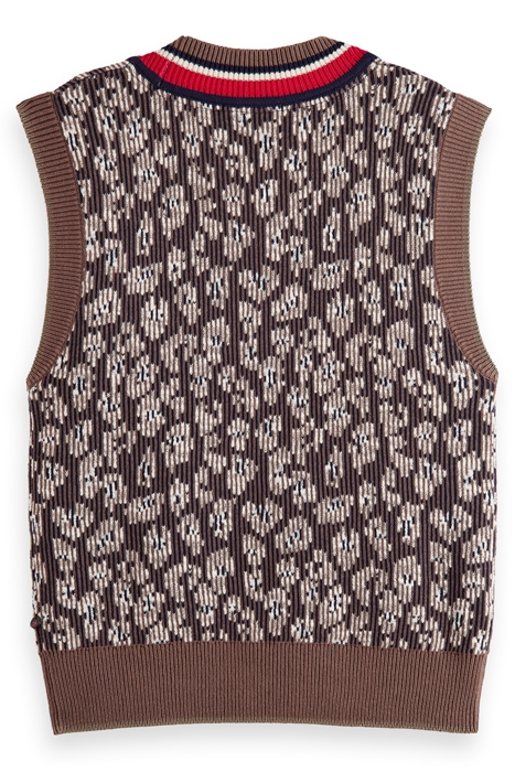ANIMAL JACQUARD KNITTED SPENCER TAUPE 5