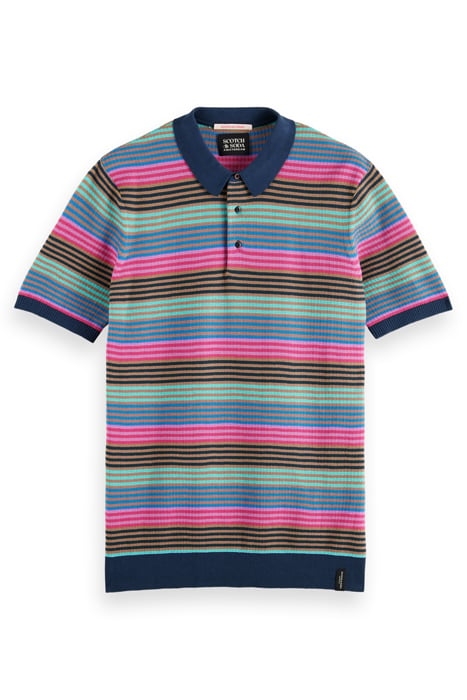 STRUCTURE KNITTED POLO STEEL TOPAZ BLUE STRIPE 4