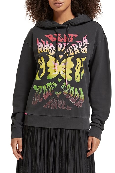 AMSTERDAM BEAT RELAXED FIT WASHED HOODIE EVENING BLACK 1