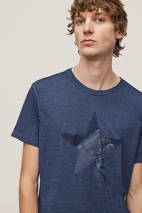 SS CREW TEE - TORN STAR INDIGO 3