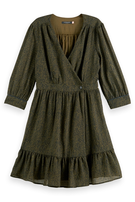 WRAP MINI DRESS LEOPARD SPOT GREEN 4