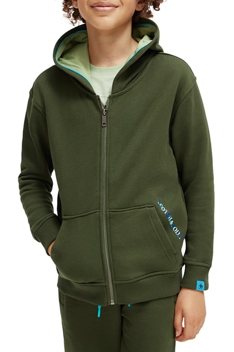 BOYS RELAXED FIT ZIP-THROUGH HOODIE IN ORGANIC COTTON FOREST 1