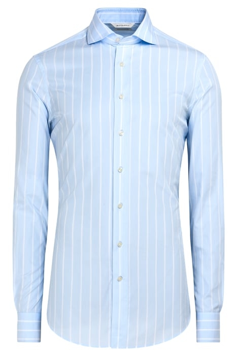 LIGHT BLUE STRIPED POPLIN SLIM FIT SHIRT LIGHT BLUE 1