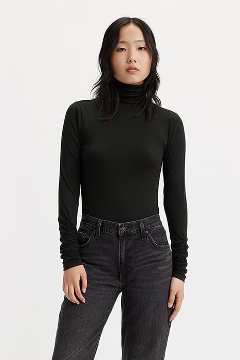RUCHED LONG-SLEEVED TOP BLACK 1