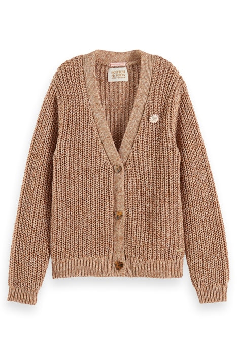 GIRLS KNITTED CARDIGAN SAND CHOCOLATE MELANGE 4