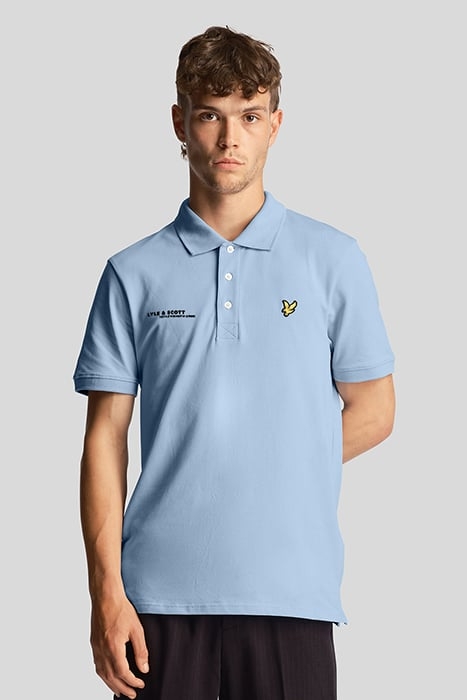 CO-ORDINATE PRINT PLAIN POLO SHIRT LIGHT BLUE 1