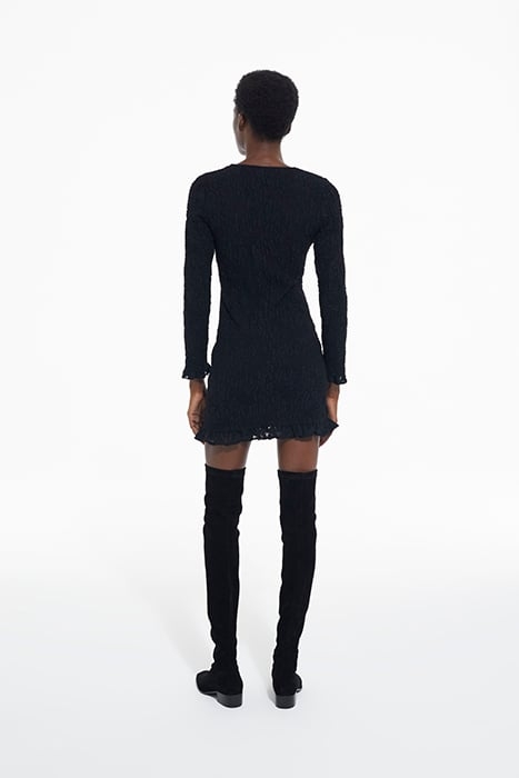 ROBE COURTE MANCHES LONGUES SMOCKEE BLACK 4