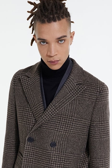 MANTEAU LONG CROISE MOTIF CHEVRONS BROWN 6