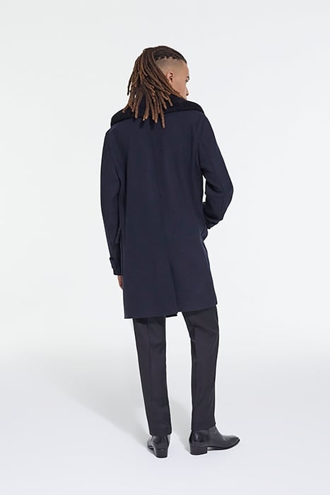 MANTEAU LONG CROISEE COL DETACHABLE FOURRURE DARK NAVY 4