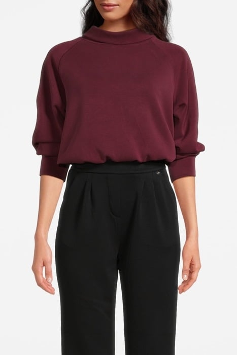 FUNNEL NKSMOCKED HEM POPOVER BURGUNDY 1