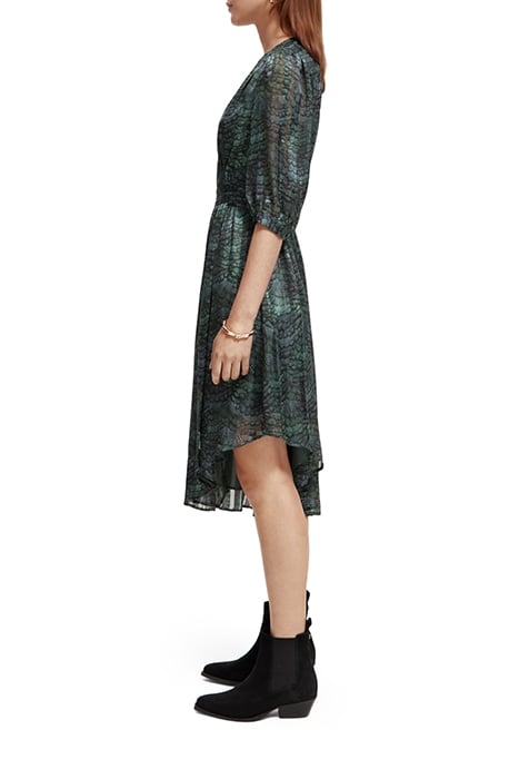 ASYMMETRIC WRAP DRESS FEATHER BOTTLE GREEN 6
