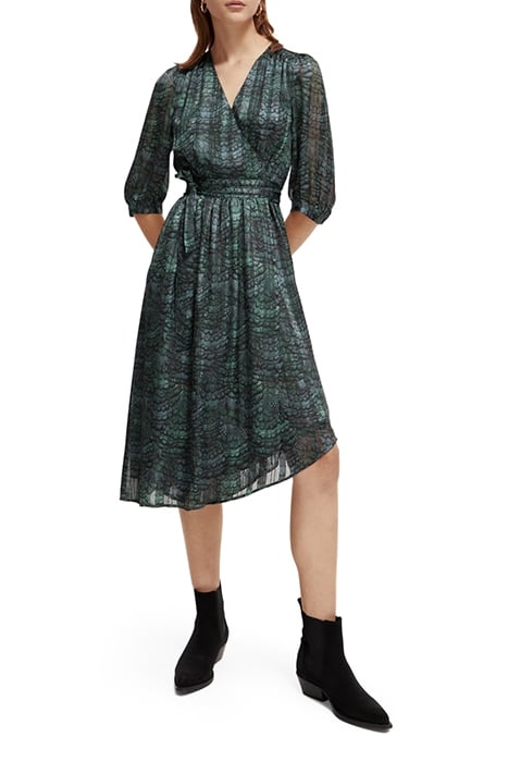 ASYMMETRIC WRAP DRESS FEATHER BOTTLE GREEN 2