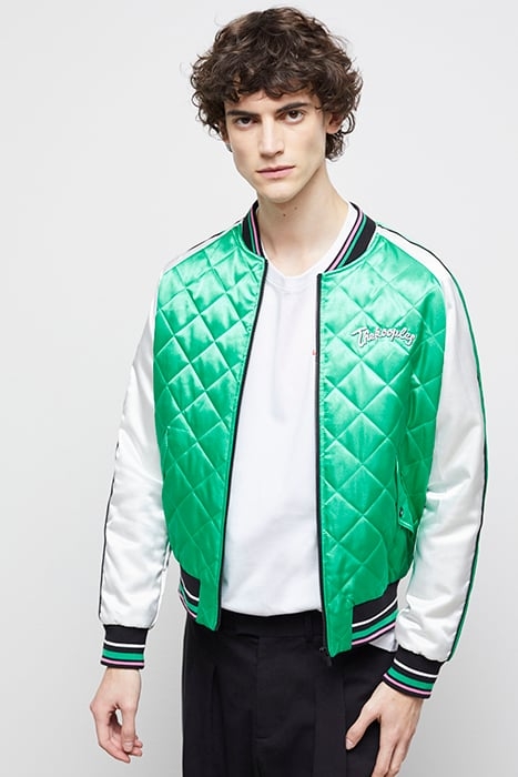 BOMBER BRODERIE FLOWER SKULL GREEN-WHITE 1