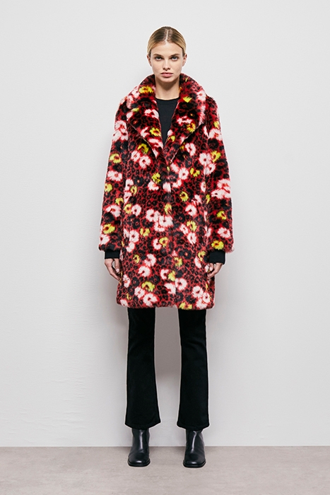 FAUSSE FOURRURE JACQUARD FLEURI DARK RED 2