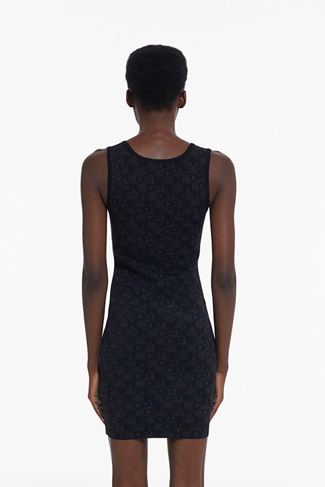 ROBE JACQUARD LOGO ALL OVER BLACK DARK GREY 2