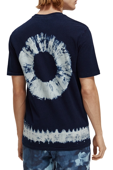 INDIGO TEE WITH PLACEMENT TIE-DYE INDIGO AND PRINT 2
