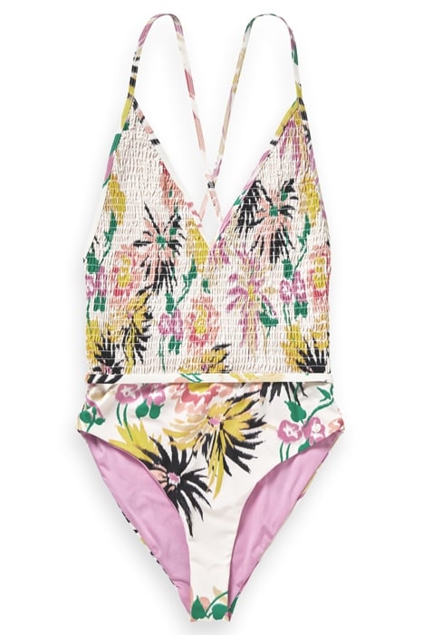 SMOCKED DETAILED SWIMSUIT ASTER WHITE 3