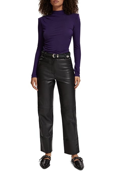 SHOULDER PADDED LONG SLEEVE TOP AUBERGINE 1