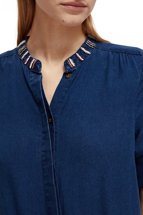 INDIGO TENCEL DENIM WASHED ALL IN ONE WITH BEADING DETAILS 6