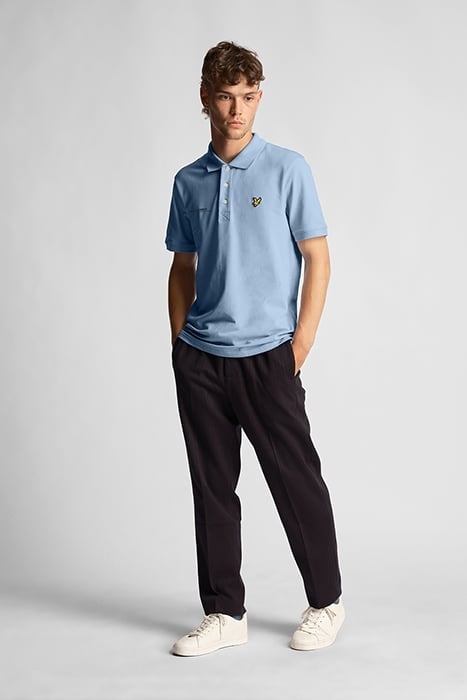 CO-ORDINATE PRINT PLAIN POLO SHIRT LIGHT BLUE 3