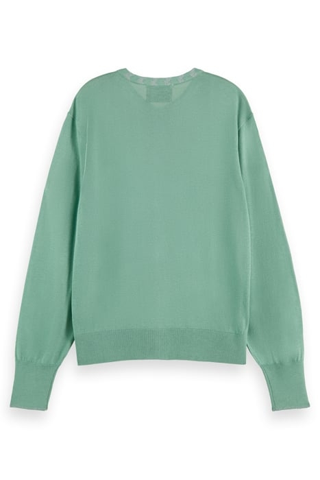 JACQUARD TRIM CREW NECK CARDIGAN FROZEN MINT 5