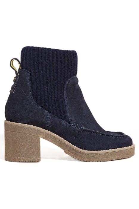 KNITTED SUEDE HEELED BOOT DARK NAVY 1