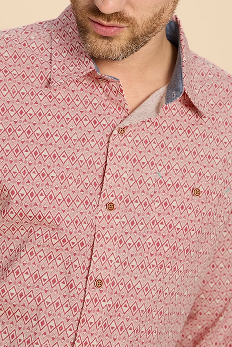 GEO DIAMOND PRINTED SHIRT MID RED 5