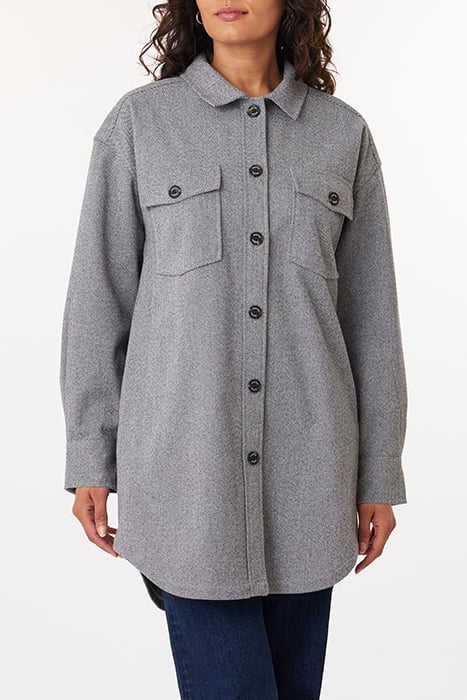 KNIT HERRINGBONE SHIRT JACKET GREY HERRINGBONE 5