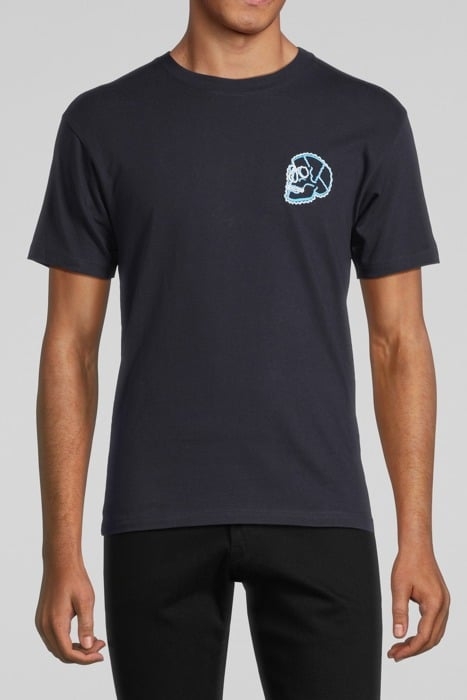 TEE SHIRT MANCHE COURTE PRINT TETE DE MORT POITRINE NAVY 1