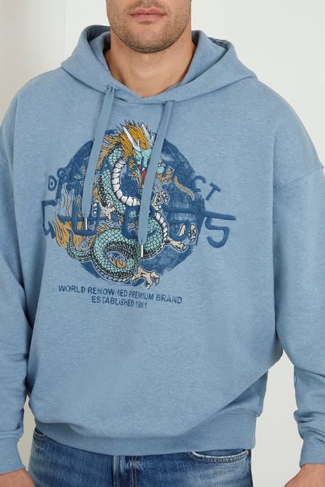 GUESS ROUND LOGO HOO WASHED INDIGO HEATHE 5