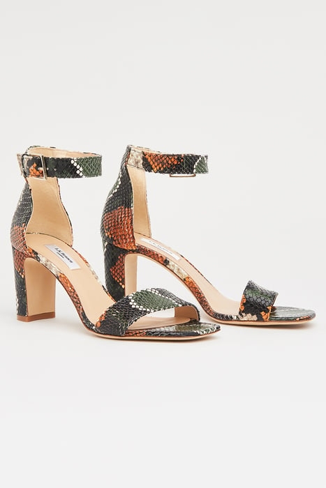 NORA STRAP BLOCK HEEL SANDAL ORANGE/GREEN 2