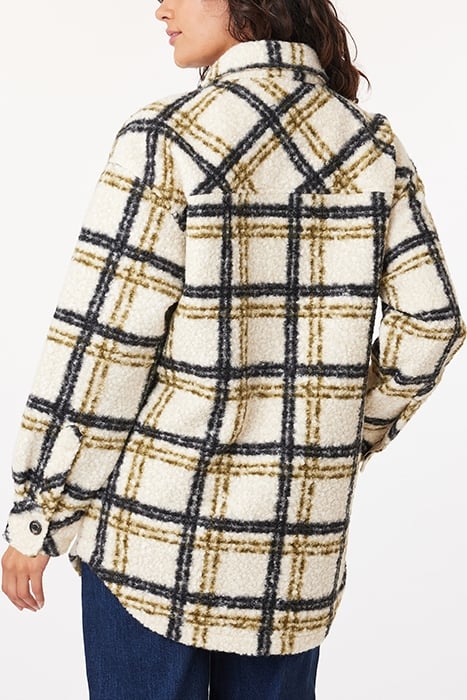 KNIT BOUCLE SHACKET FIR GREEN/BLACK PLAID 2