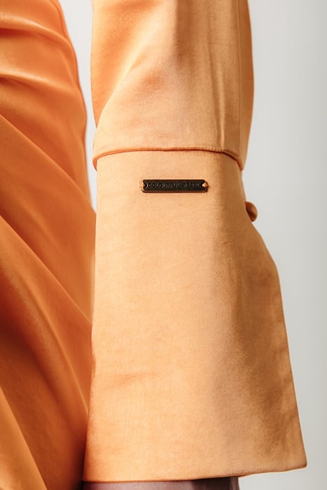 METTE SATIN WRAP DRESS LS RUST ORANGE 5