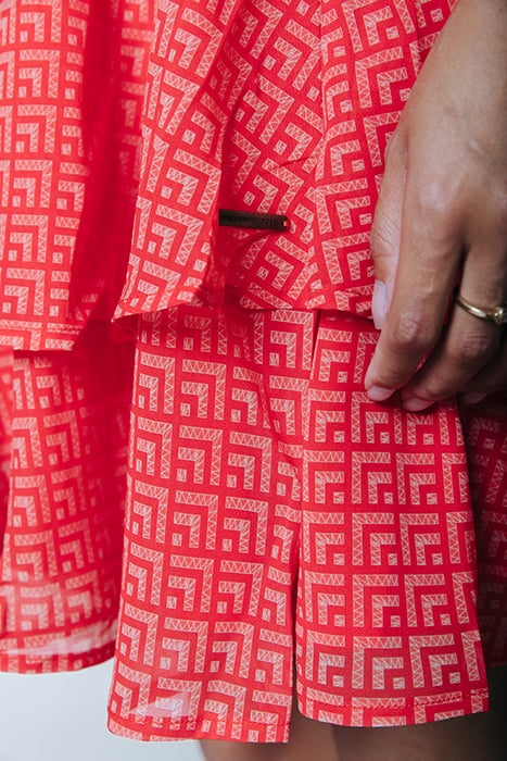 MENCIA SMALL GEO TWO LAYER MINI DRESS BRIGHT ORANGE 7