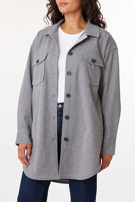 KNIT HERRINGBONE SHIRT JACKET GREY HERRINGBONE 1