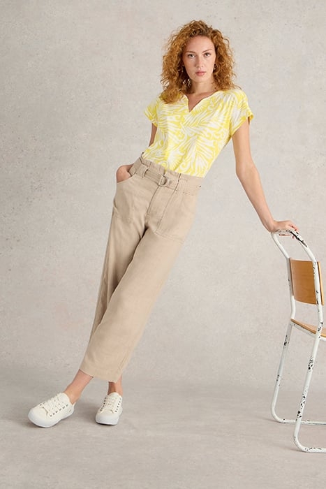 NELLY NOTCH NECK TEE YELLOW PRINTED 1